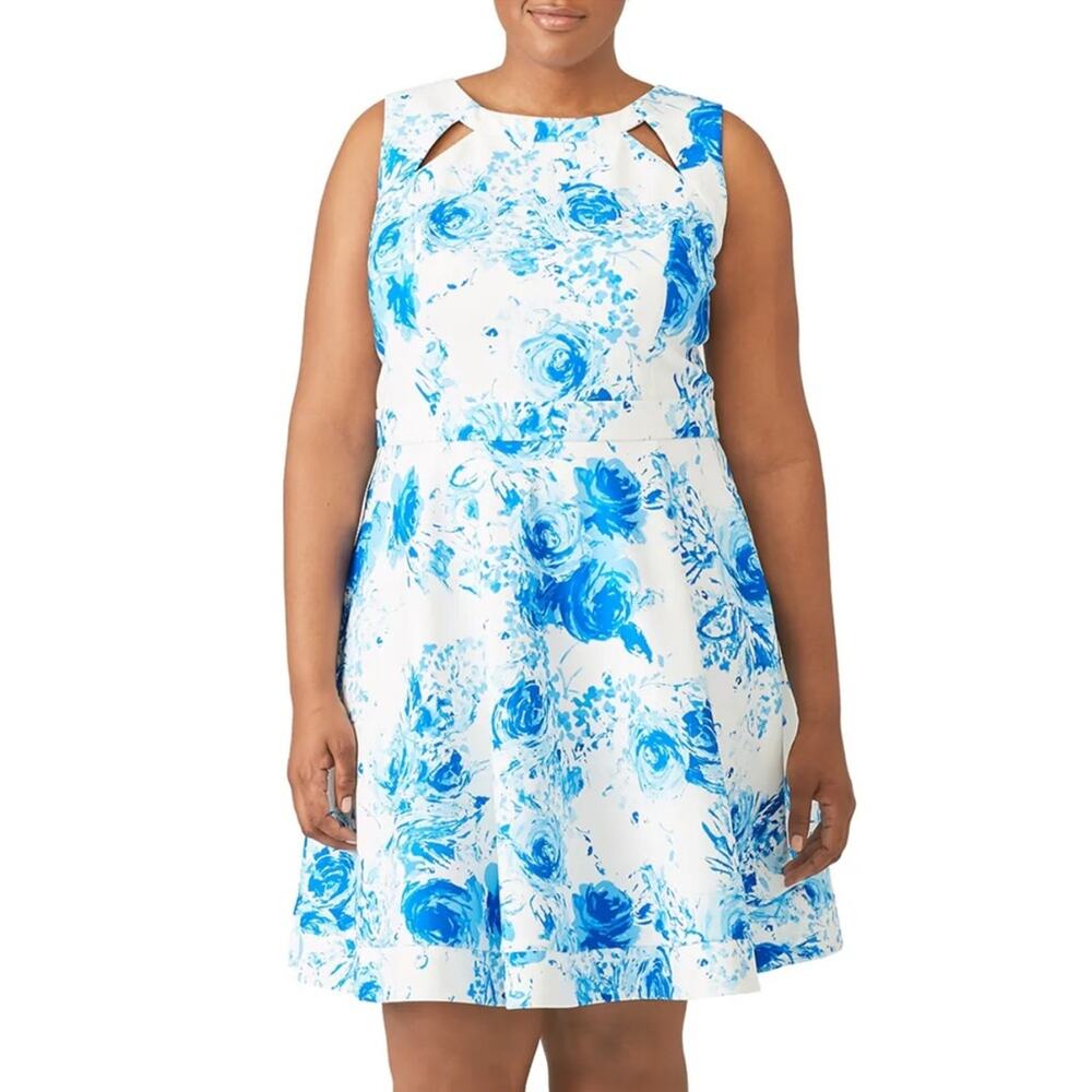 Jay Godfrey 18W Brenda Blue Floral Dress NWOT